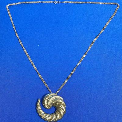 .925 Sterling Silver 2 Braid 30”Necklace + Shell Pin Pendant 