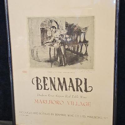 Mark Miller 'Benmarl Hudson River Region Wine' Poster, Signed