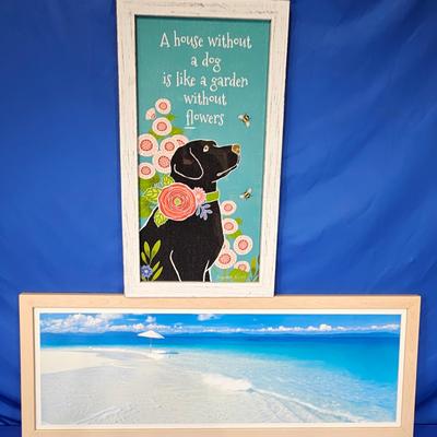 Beach Theme (1) + Dog Theme (1) Framed Art Prints