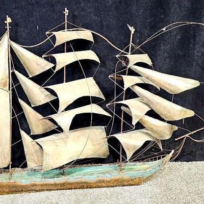 Large Copper Ship Sculpture 