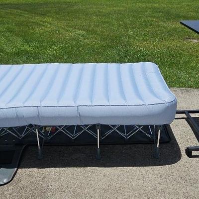 Frontgate 'EZ Bed' Blow Up Twin Mattress W/Frame (1) + Adjustable Bed Table (1)