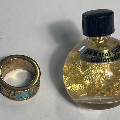 Enamel Elephant Ring (1) + 24K Souvenir Bottle Of Gold Leaf (1)