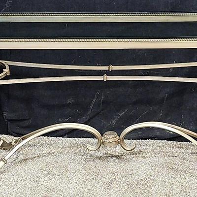 Brass Tone Iron Sofa Table W/Beveled Glass Top