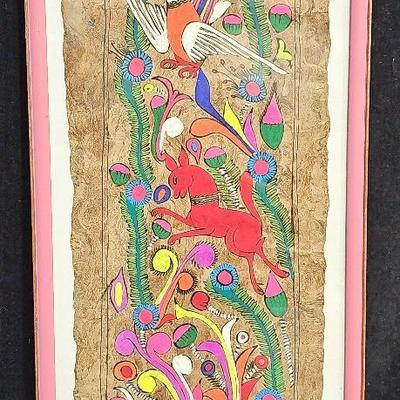 Mexican Amake Bark 'Folk Art' Framed Painting #926C