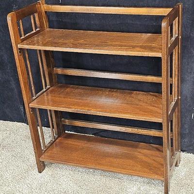 Wooden Collapsible 3-Tier Bookshelf 