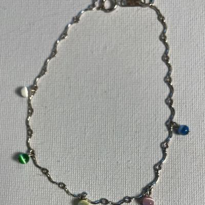 .925 Sterling Silver Stone Bracelet 9”