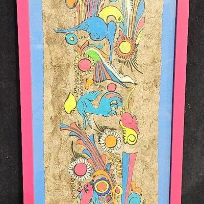 Mexican Amake Bark 'Folk Art' Framed Painting #924C