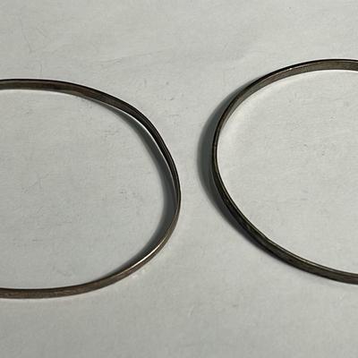 .925 Sterling Silver Thin Bangles (2)