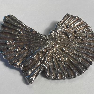 .925 Sterling Silver Large Abstract Pin Pendant 