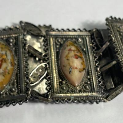 Stone & Filigree Bracelet, Broken (No Stamp)