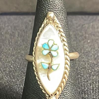 Mother Of Pearl & Turquoise Ring 