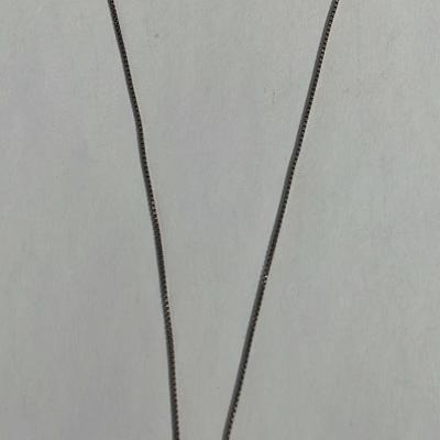 .925 Sterling Silver 20” Box Chain W/Silver Puffed Cross Charm