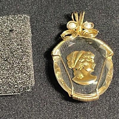 Silver Mercury Dime Clip On Earring (1), Cameo In Resin (1)  & Elephant Charm W/Crystals (1)