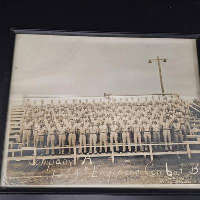 Framed Company A 1254th Engineer Combat Bn. Photo by Nolan Studio 1944 Black and White Photo