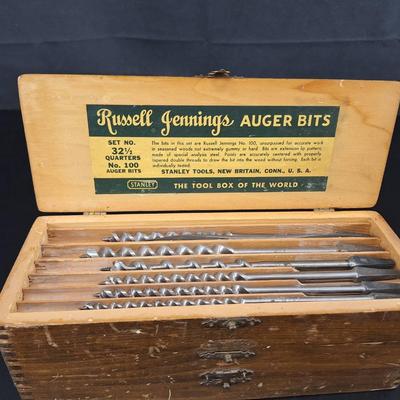 Stanley Russell Jennings Auger Bits - Set #32.5  Wooden Box 
