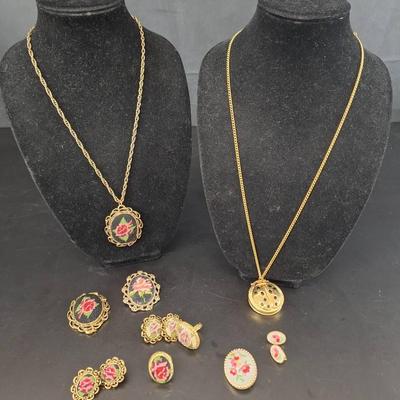 Lot of Vintage Jewelry Pins - Needlepoint Stitch Rings - Necklaces - Earrings 