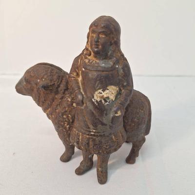 Vintage Cast Iron Mary and Lamb Shill Bank