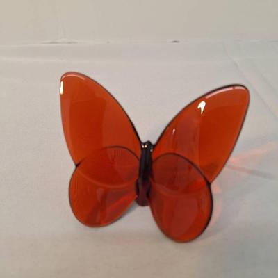 Baccarat Crystal Papillon Luckey Red Butterfly