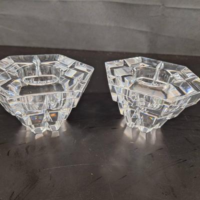Solid Glass Crystal Hexagon Tea Light Votive Candle Holders