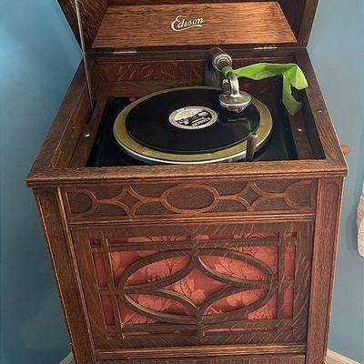 WORKING! Edison Diamond Disc Phonograph + Records