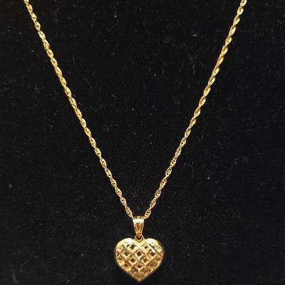 10K Chain & 14K Pendant Necklace 