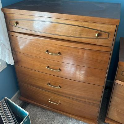 Wooden Pull-Out Dresser With Gold Accents