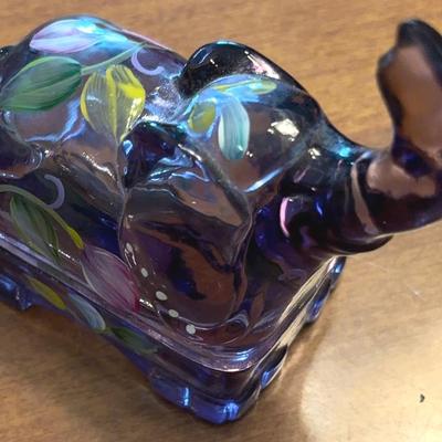 Fenton Hand-Painted Elephant Trinket Tray 