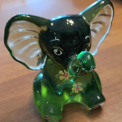 Fenton Hand-Painted Emerald Elephant 