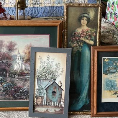 Framed Art Lot – Scenic Prints, Vintage Portrait, & Limited Local Piece