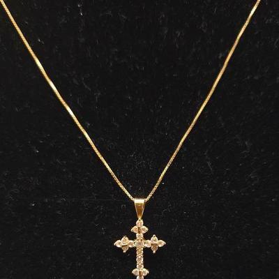 10K Cross Pendant Necklace 