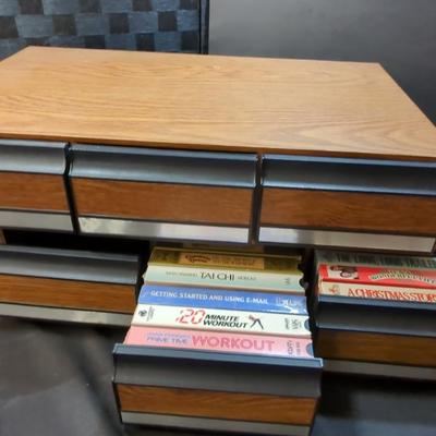 2 VHS  Storage Drawers With VHS Tapes In One 15" Dx 25.25"W X 5.2H