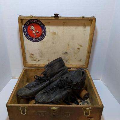 Antique (?) "Gay Blades" Roller Skates W/ Wooden Wheels 