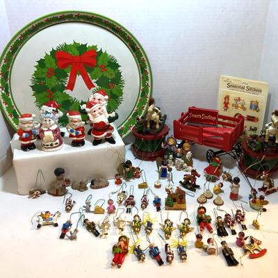 Mini Nutcracker Ornaments, Relco Santas, Wooden Music Boxes, Tin Tray & More