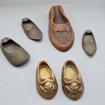 Wooden Moccasin Pipe Holder, Brass Shoe Cigarette Holders, Porcelain Slippers