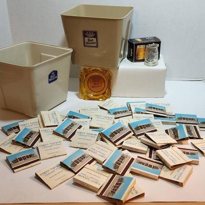 Best Western Ice Buckets,  Ash Tray,  First Taylor Nat'l. Bank Matches,  & Jim Beam Shot Glass