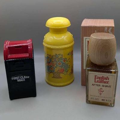 Avon "First Class Male"' Avon "Field Flowers" Lotion Bottle & MEM Co. English Leather Aftershave 