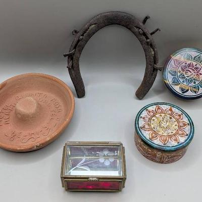 Mexican Trinket Box, Stone Trinket Boxes (India), Motel Quinta Rosa Ashtray, Old Horseshoe 