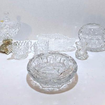 Crystal + Cut Glass Items - Vase, Candy Dish, Ashtray & More