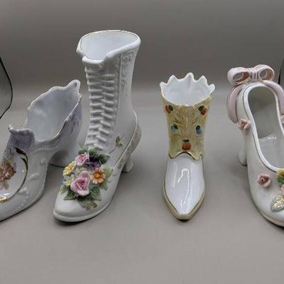 Lefton Porcelain Boot, Porcelain Bow Shoe & Porcelain Heels