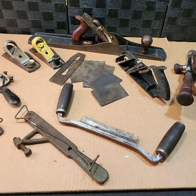 4 Vintage Wood Planers (See Description), Hand Drills, & Draw Knife