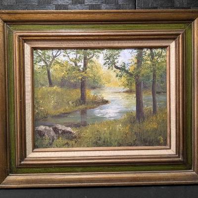 Original Oil (?) Water Scene Signed "MJB" (24"x 20")