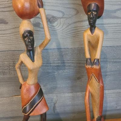 Wooden Carved African Or Caribbean Couple