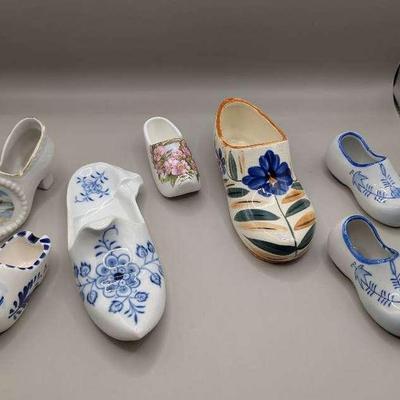 Meissen Porcelain Blue Onion Pattern Shoe + Porcelain Clogs