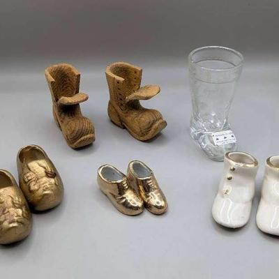Penrose Waterford Boot Shot Glass, Wooden Boots, Porcelain Shoes 