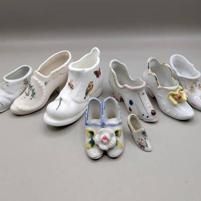 Miniature Porcelain Shoes with Floral Capodimonte Detail  