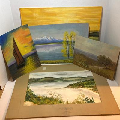 5 Original Pieces Of Art : Pastel, Oil, Acrylic & Watercolor 