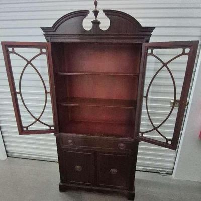 Vintage Small Cherry Wood China Closet 