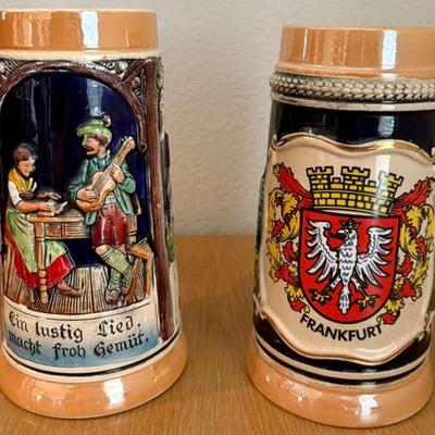 2 Vintage Ceramic German Beer Steins