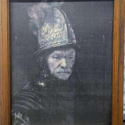 "Man With The Golden Helmet" by Rembrandt Van Rijn Vintage Framed Textured Print