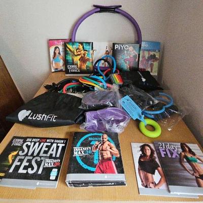Lushfit Fitness Equipment, Assorted Workout DVDs, and More